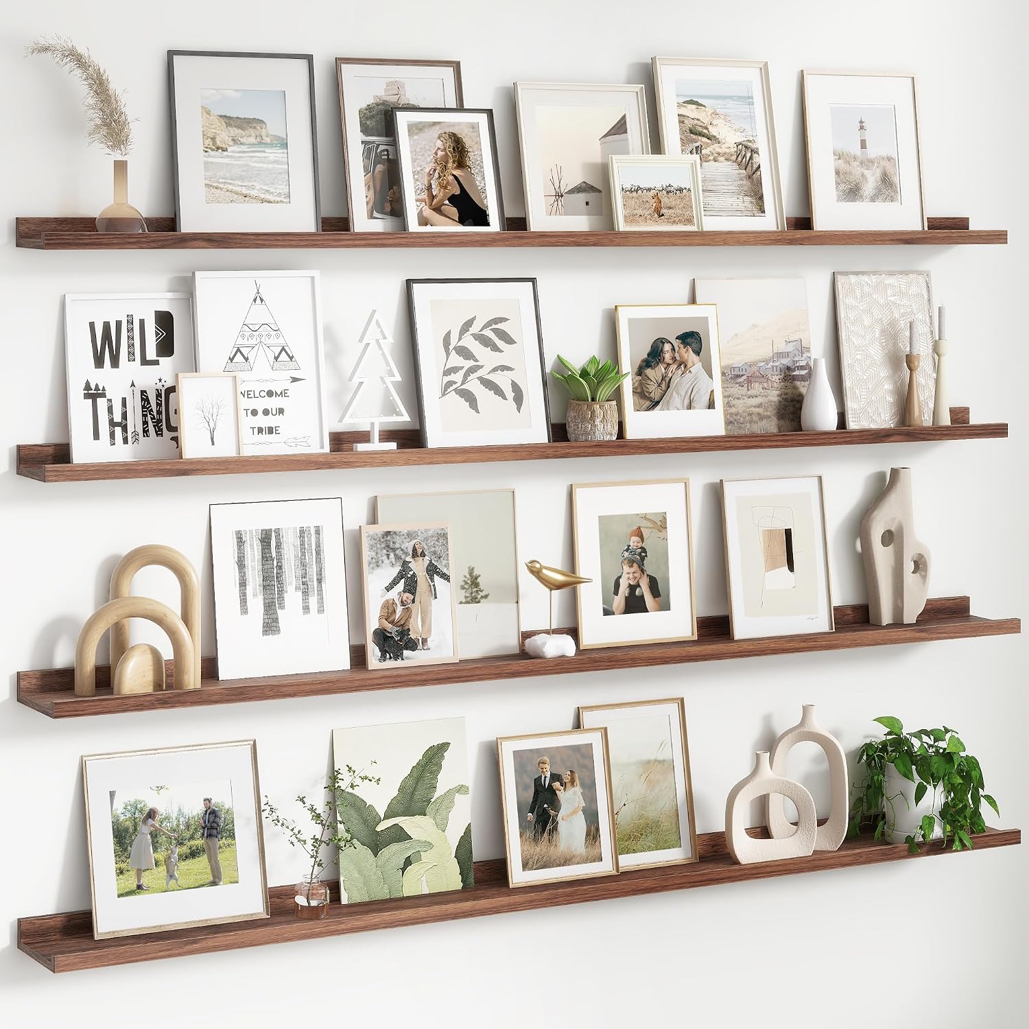 FLYJOE Floating Picture Ledge Shelves for Wall Set of 4, 72 Inch Wall Shelves with Lip Long Large Nursery Book Shelf for Toys Storage Kids Bookshelf Wall Mounted Living Room Bedroom Decor Frames