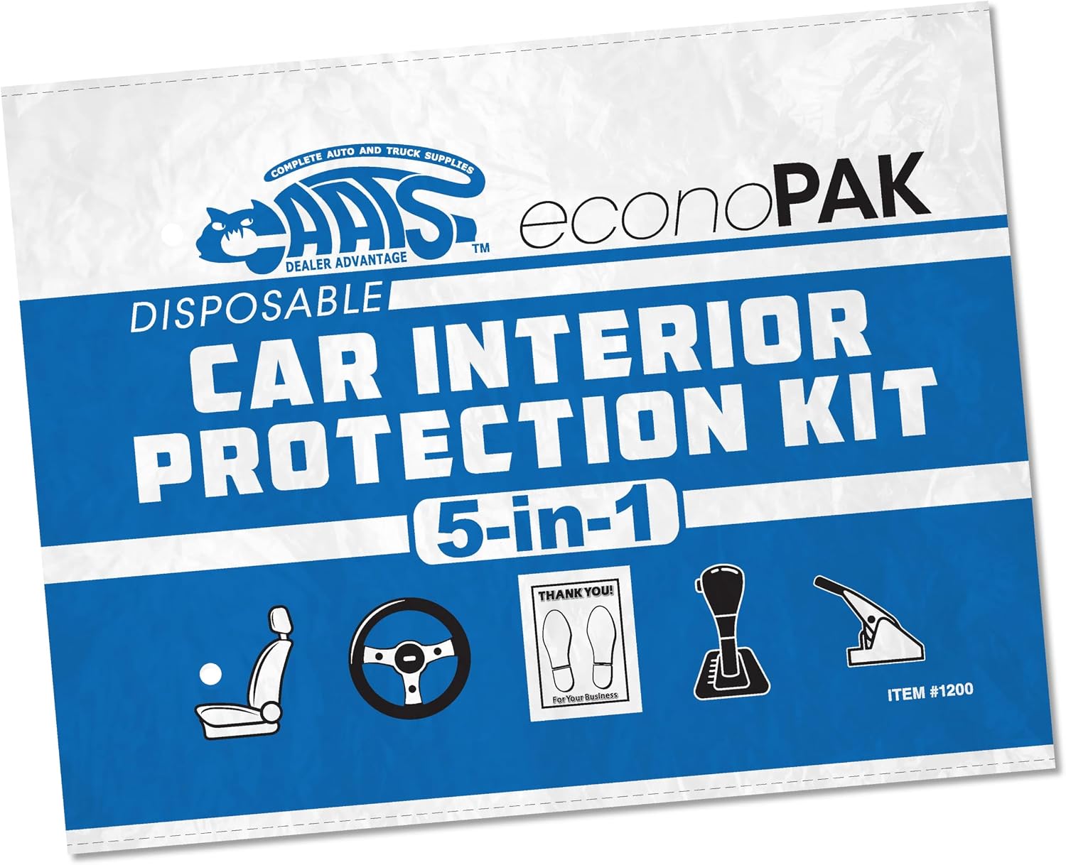5-in-1 Car Interior Protection Kit Service Auto Shop Kit Covers - 200 Pack | Includes seat, steering wheel, brake, gear shift covers and floor mats to help protect vehicle interiors during service