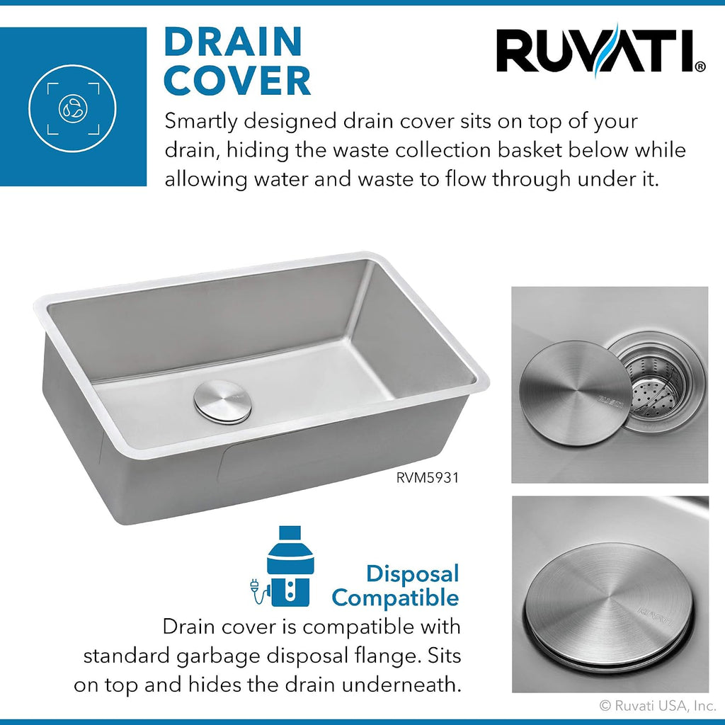 Ruvati 31-inch Undermount Kitchen Sink - 16 Gauge Stainless Steel kitchen Sink Single Bowl with Brushed Finish hides scratches, Easy-to-Clean Undermount Sinks - RVM5931
