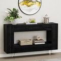 47' Narrow Console Table with Hidden Side Storage Cabinets, Adjustable Shelves, Modern Black Entryway Sofa Table for Behind The Couch, Living Room, Hallway