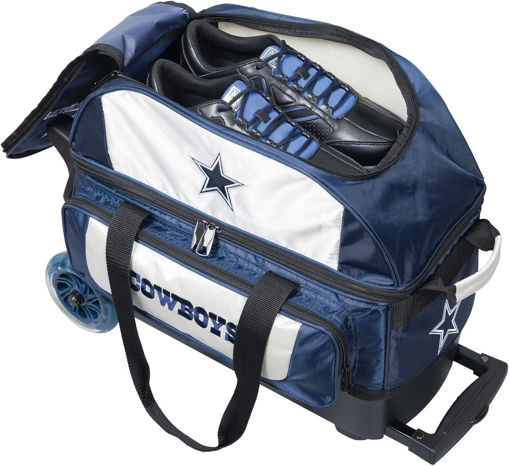 Strikeforce Bowling NFL Two Ball Bowling Roller Bag with Ball, Shoe and Accessory Pockets