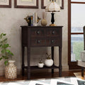 P PURLOVE Narrow Console Table, Farmhouse Entryway Table Slim Sofa Table with Three Storage Drawers and Bottom Shelf, Wood Entry Table for Living Room,Easy Assembly,Espresso
