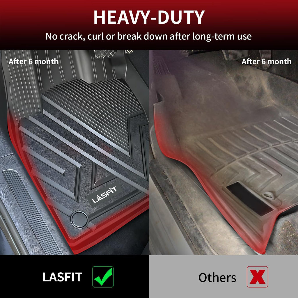 LASFIT Floor Mats for Volkswagen VW Tiguan 2018-2024(Fit 5 Seats), All-Weather Protection TPE 1st & 2nd Row Car Liners for VW Tiguan, Easy to Clean, Black