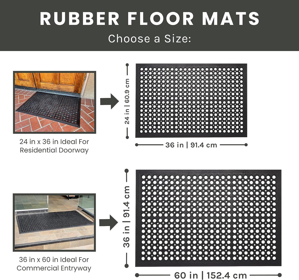 Envelor Anti Fatigue Mat 2 Pack Rubber Floor Mats Door Mat Non Slip Drainage Mat for Entryway, Kitchen, Restaurant, Garage, Heavy Duty Use Doormat, Commercial Floor Mat Industrial 36 x 60 Inches