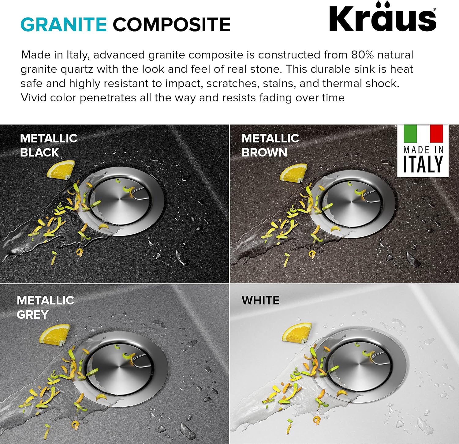 KRAUS Bellucci 18-inch Granite Workstation Drop In Top Mount Single Bowl Kitchen Sink in Metallic Black with Accessories, KGTW12-18MBL