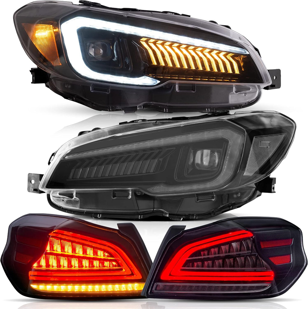 VLAND Headlights and Taillights Fit for 2015-2021 SUBARU WRX/STI 1st Gen, Clear