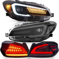 VLAND Headlights and Taillights Fit for 2015-2021 SUBARU WRX/STI 1st Gen, Clear