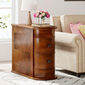 Wood End Table with 2 Drawers, No Assembly Required Narrow Sofa Side Table for Living Room, Vintage Slim Nightstand Bedside Table for Bedroom (2 Drawers, Brown, 1Pc)