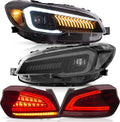 VLAND Headlights and Taillights Fit for 2015-2021 SUBARU WRX/STI 1st Gen, Clear/Red