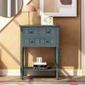 Knocbel Slim Antique Entry Console Table with Drawers & Bottom Open Shelf, Solid Wood Sofa Couch Table for Entryway Hallway Living Room (Navy)
