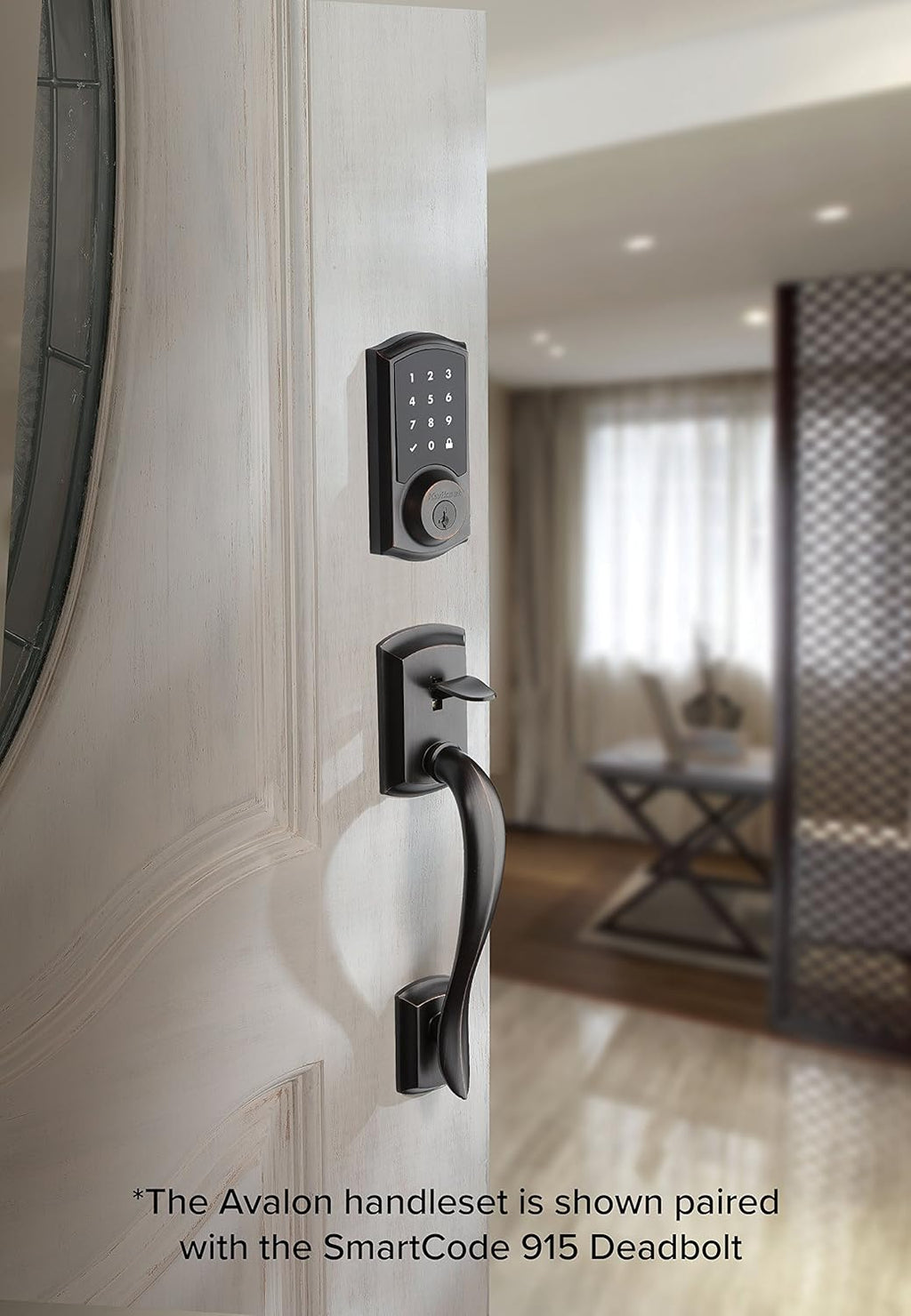 Kwikset Avalon Front Door Handle No Lock, Entry Handleset Exterior with Interior Reversible Handed Lever, Non-Locking, Venetian Bronze, Deadbolt Not Included, with Microban Protection (Pack of 2)