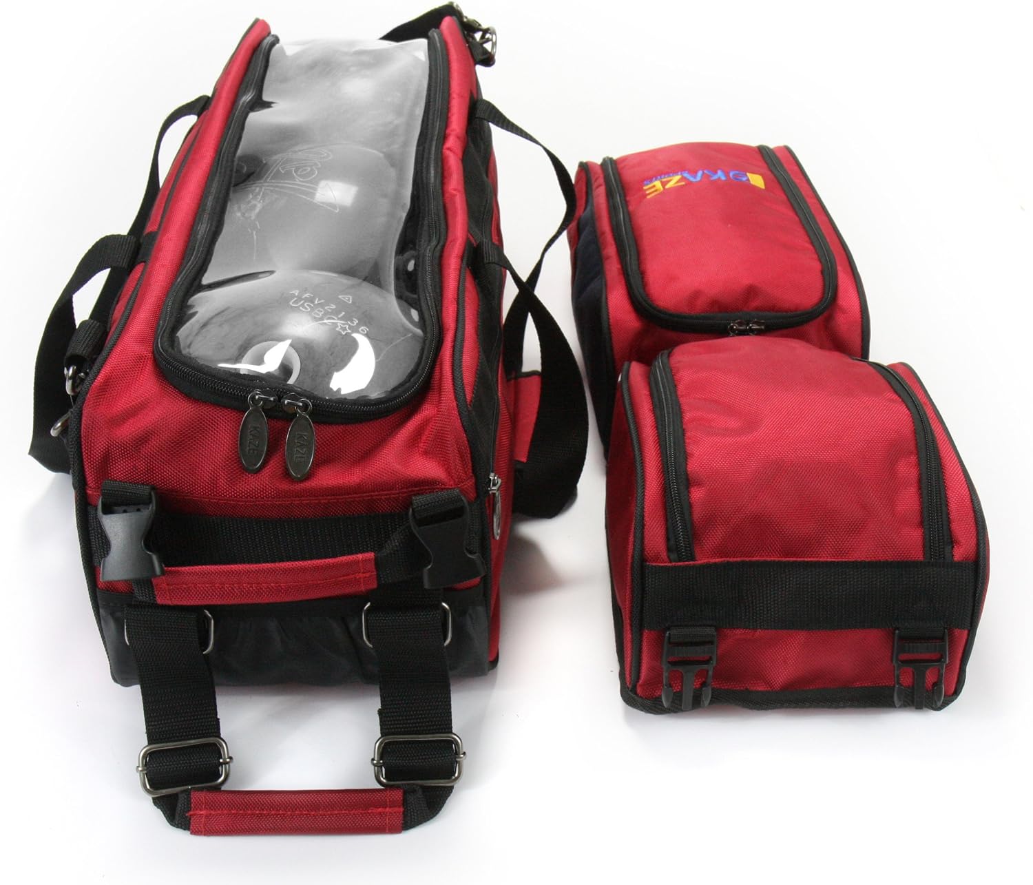 3 Ball Deluxe Bowling Tournament Roller Tote with detachable Shoe and Accessory Bag