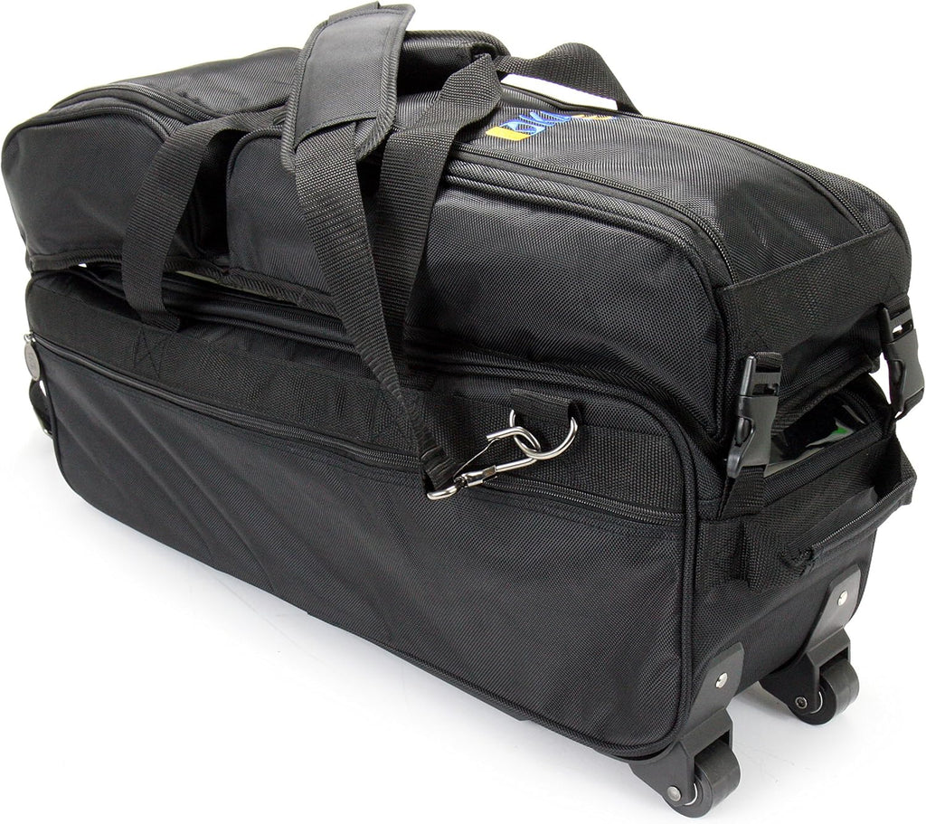 3 Ball Deluxe Bowling Tournament Roller Tote with detachable Shoe and Accessory Bag