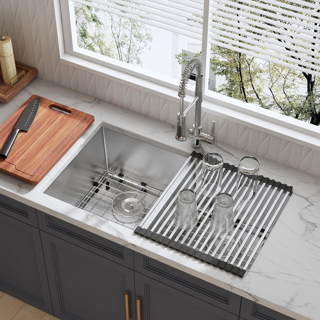32 Inch Double Bowl Kitchen Sink 16 Gauge Stainless Steel Undermount Kitchen Sink 50/50 Deep Rectangular Sinks with Accessories 32' x 19' x 10'