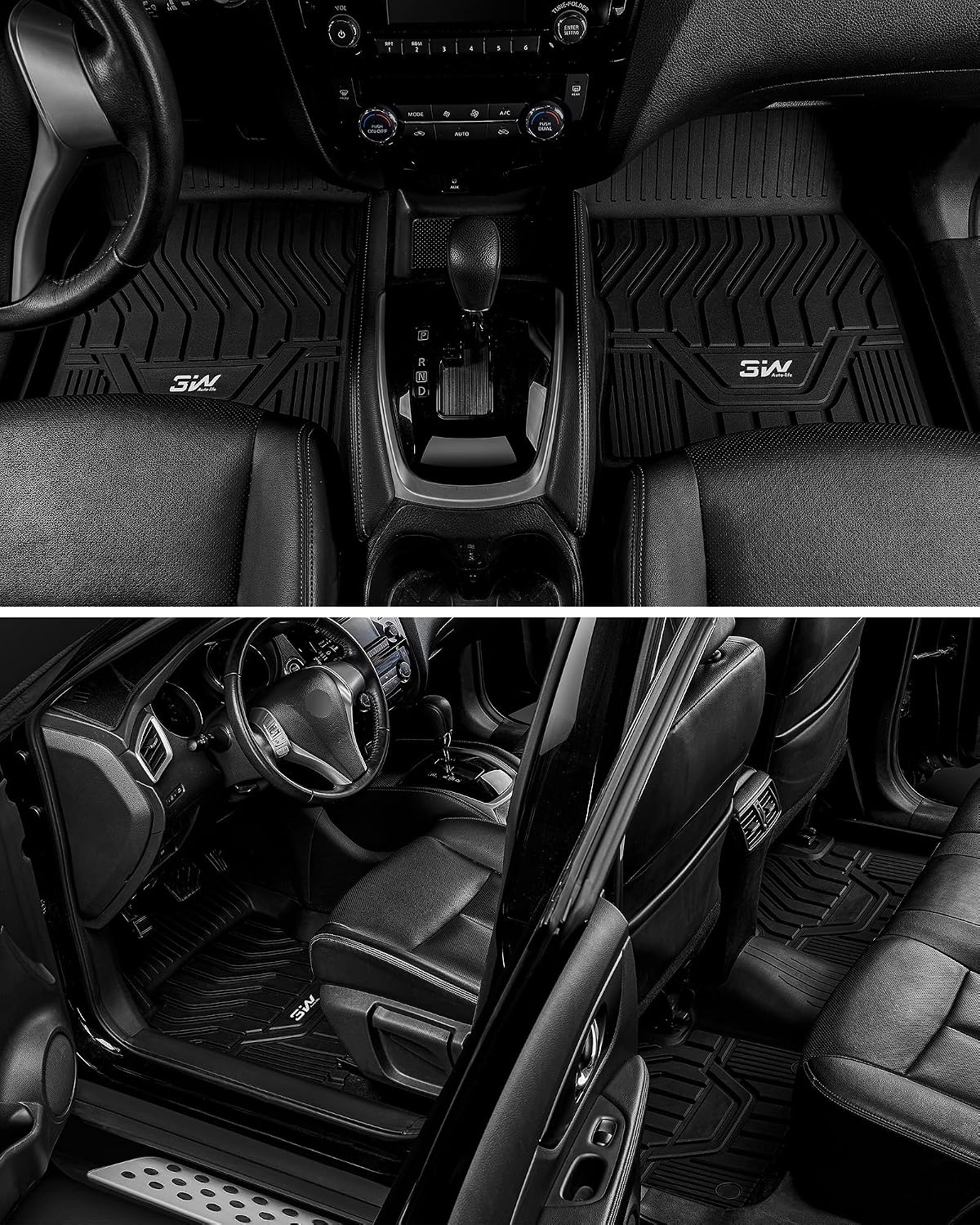 3W Floor Mats & Cargo Liner for Nissan Rogue 2014-2020 All Weather TPE Full Set Nissan Rogue Accessories Custom Fit Car Mats with Trunk Mat (NOT for Sports)