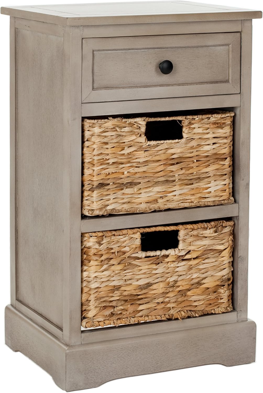 SAFAVIEH Furniture - Carrie 3-Shelf Side Table - Vintage Grey - Solid Wood - Farmhouse Tiered Design - Ideal for Living Room, Entryway, Home Office, 16'W x 13'D x 26'H - Fully Assembled (AMH5700A)