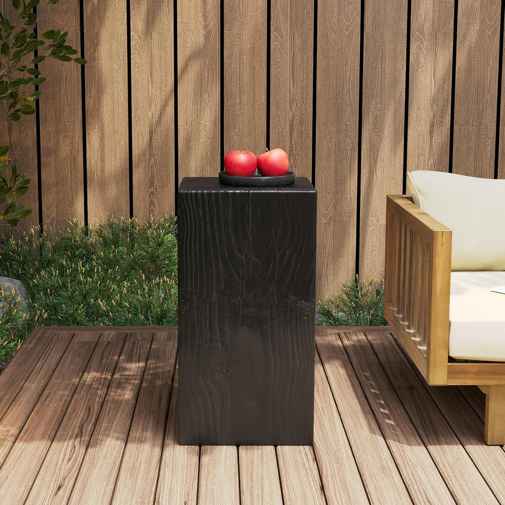 Christopher Knight Home Bard 27.75' Square Living Room Side Table, Wood-Like Distressed Finish End Table, Decorative Accent Table for Indoor Outdoor Usage, Space Saving Furniture, Black