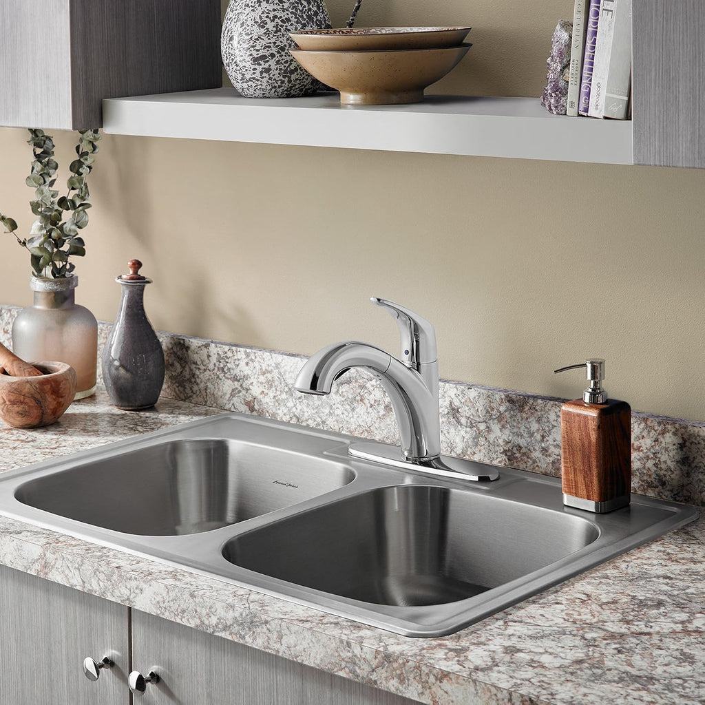 American Standard 22DB.6332283S.075 Colony Top Mount Ada 33x22 Double Bowl Stainless Steel 3-Hole Kitchen Sink
