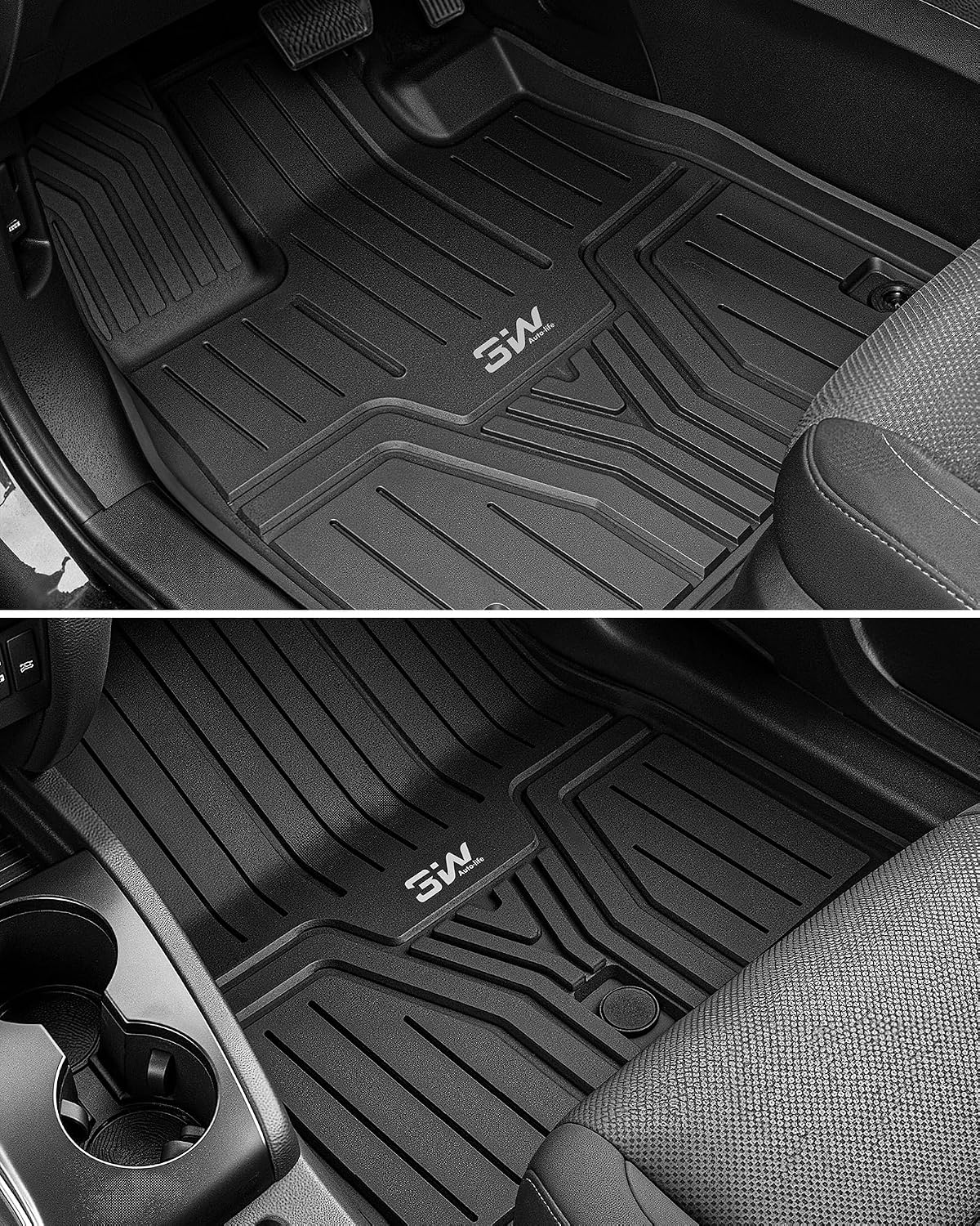 3W Floor Mats and Cargo Mat for Honda Passport 2026, All Weather TPE Custom Fit Passport Floor Liner 1st & 2nd Row & Trunk Mat with Backrest Mat, Full Set for 2026 Honda Passport Accessories, Black