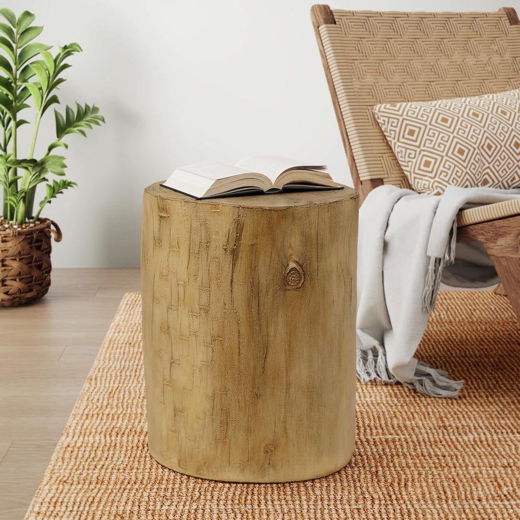 Christopher Knight Home Round Side Table, Outdoor Side Table, Accent End Table, Patio Side Table with Wood Like Finish Modern Design Ideal for Patio Garden Balcony Living Room, Light Brown