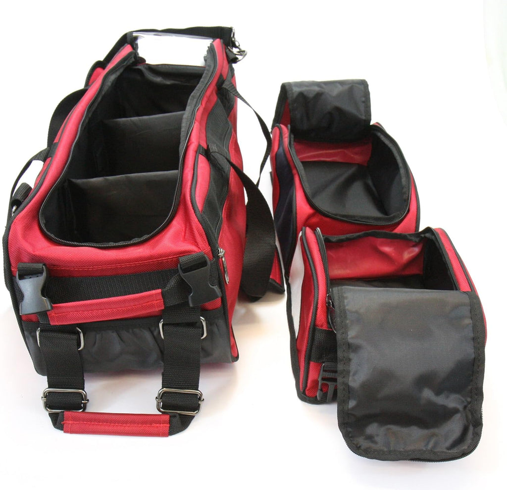 3 Ball Deluxe Bowling Tournament Roller Tote with detachable Shoe and Accessory Bag