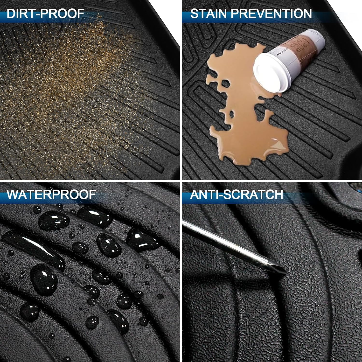 PELEUS Floor Mats for Chrysler Pacifica 2017-2026 & Voyager 2020-2026 (Gas Only) Odorless All Weather TPE Car Mats with Cargo Liner,Custom Fit for Touring/Select Trim,3 Row Full Set, Black