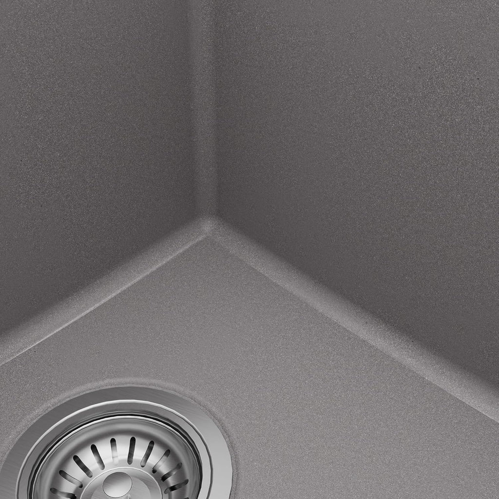 Karran QT-810 33' Top Mount Double Equal Bowl Quartz Kitchen Sink Kit in Grey
