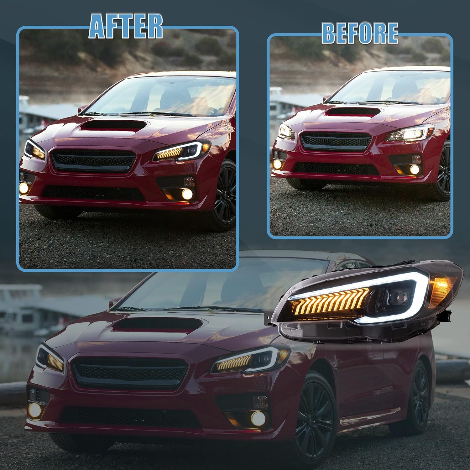 VLAND Headlights and Taillights Fit for 2015-2021 SUBARU WRX/STI 1st Gen, Clear