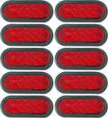 All Star Truck Parts 10X Red 6' Oval 10 LED Trailer Stop Turn Tail Light Kit DOT Certified + Grommets & Plugs IP67 Waterproof Parking Signal Headache Rack Backrack Truck Trailer 12V Reflective Lens