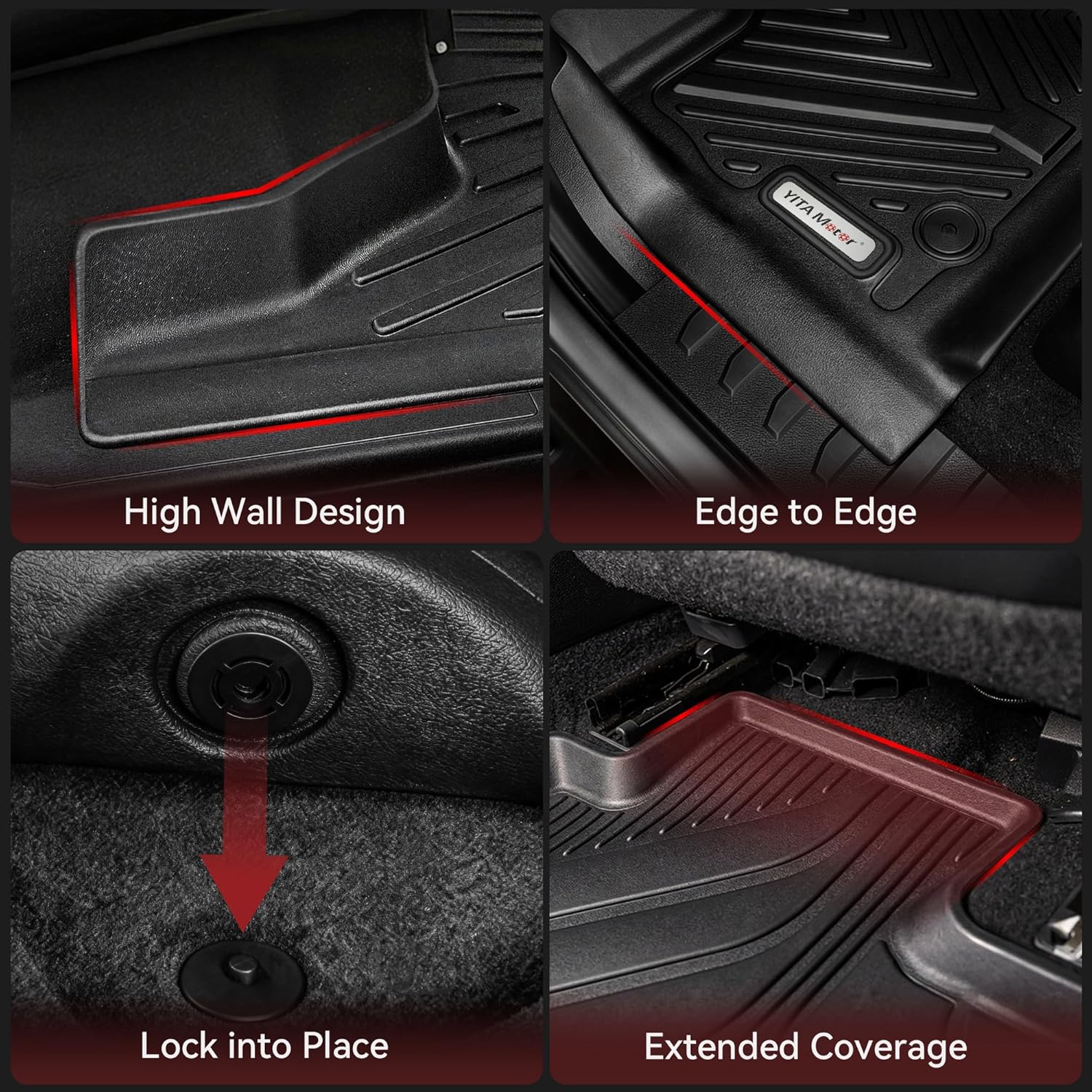 YITAMOTOR Floor Mats Compatible with 2014-2018 Chevy Silverado/GMC Sierra 1500 Crew Cab, 2015-2019 Silverado/Sierra 2500 HD/3500 HD Crew Cab, Custom Fit Liners, 1st & 2nd Row All-Weather Protection