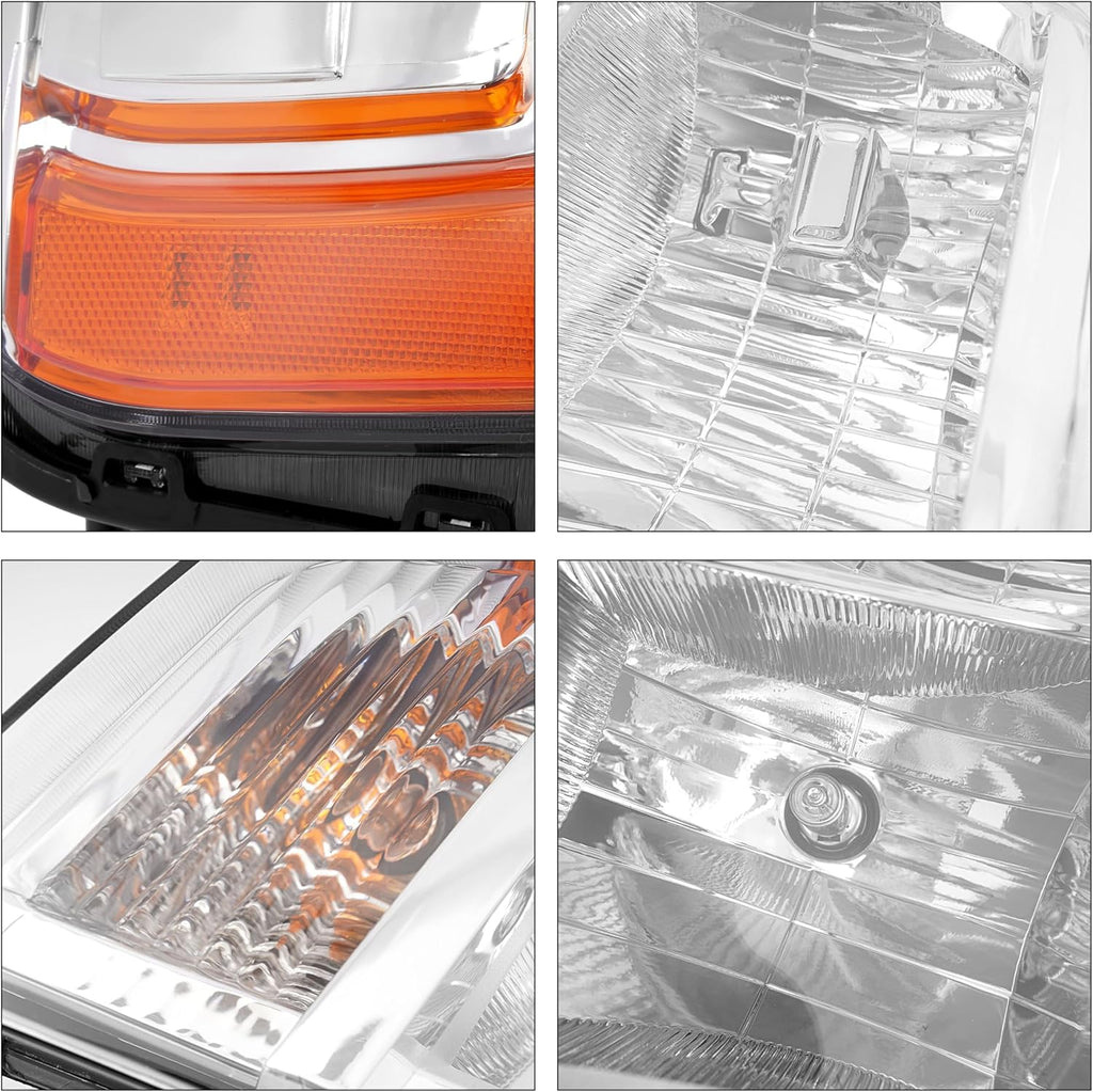 ALMULOO Right Headlight w/Bulb Compatible with 2015-2017 Ford Expedition w/LED Indicator Headlamp Front Light Lamp Clear Lens Chrome Housing Replacement for FO2503346 Passenger Side