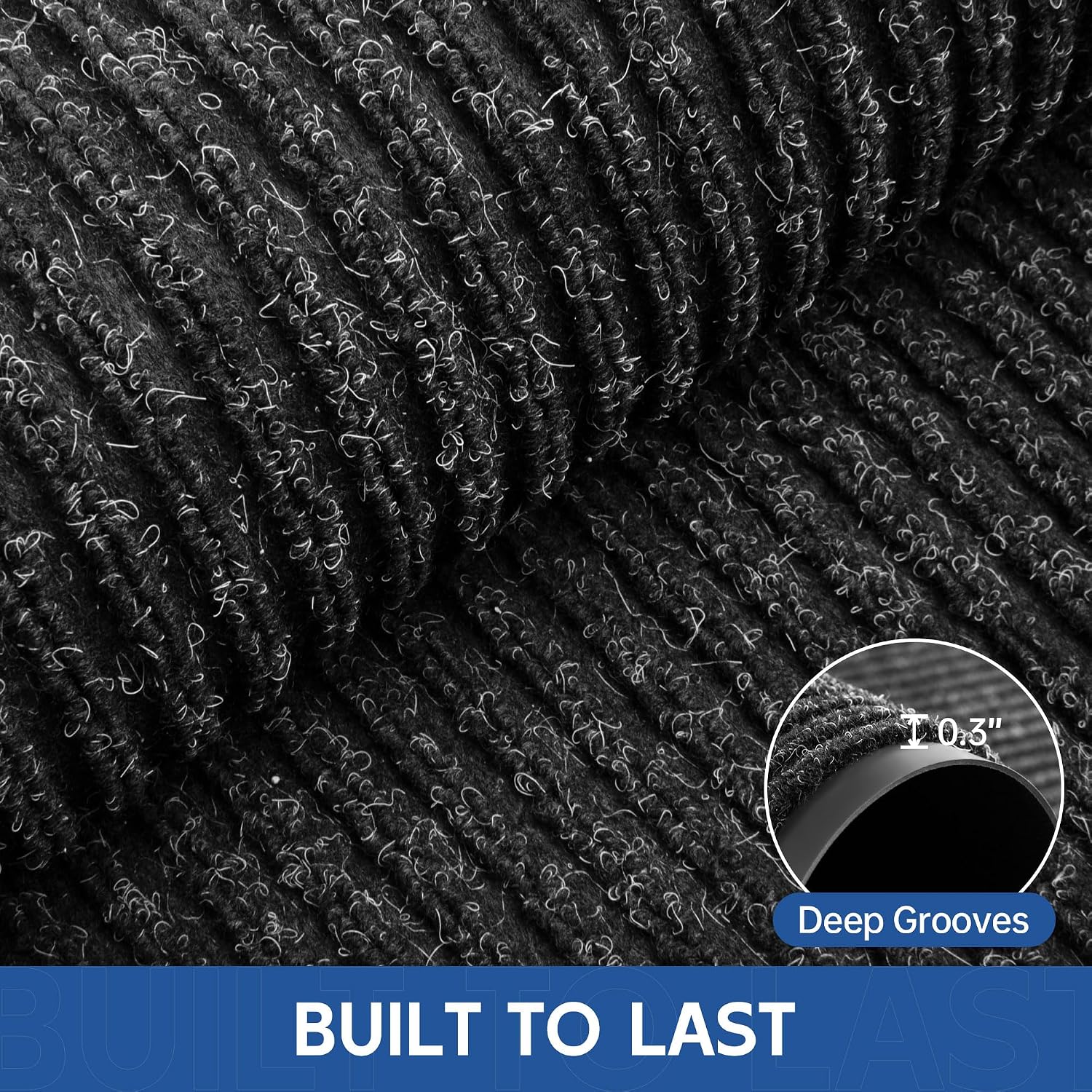 Front Door Mat, 10' x 3' Heavy Duty Indoor Outdoor Door Mat Entrance, Commercial Welcome Mats, Stain and Fade Resistant, Durable Rubber Backing, Low Profile Entry Mat for Patio, Black Stripe