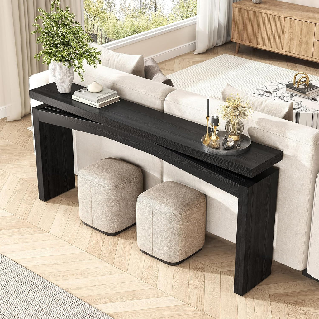Epecoya 63-Inch Black Console Tables for Entryway, Wooden Sofa Console Table Behind Couch Mid Century, Entryway Console Tables for Living Room, Entry Way, Hallway, Black