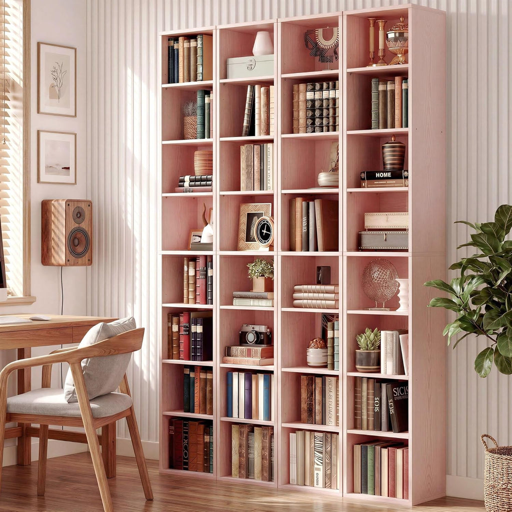 IRONCK Tall Narrow Bookshelf 8 Tiers 71in Set of 2, Compact Corner Bookcase, Easy to Match for Living Room, Office, Study, Bedroom