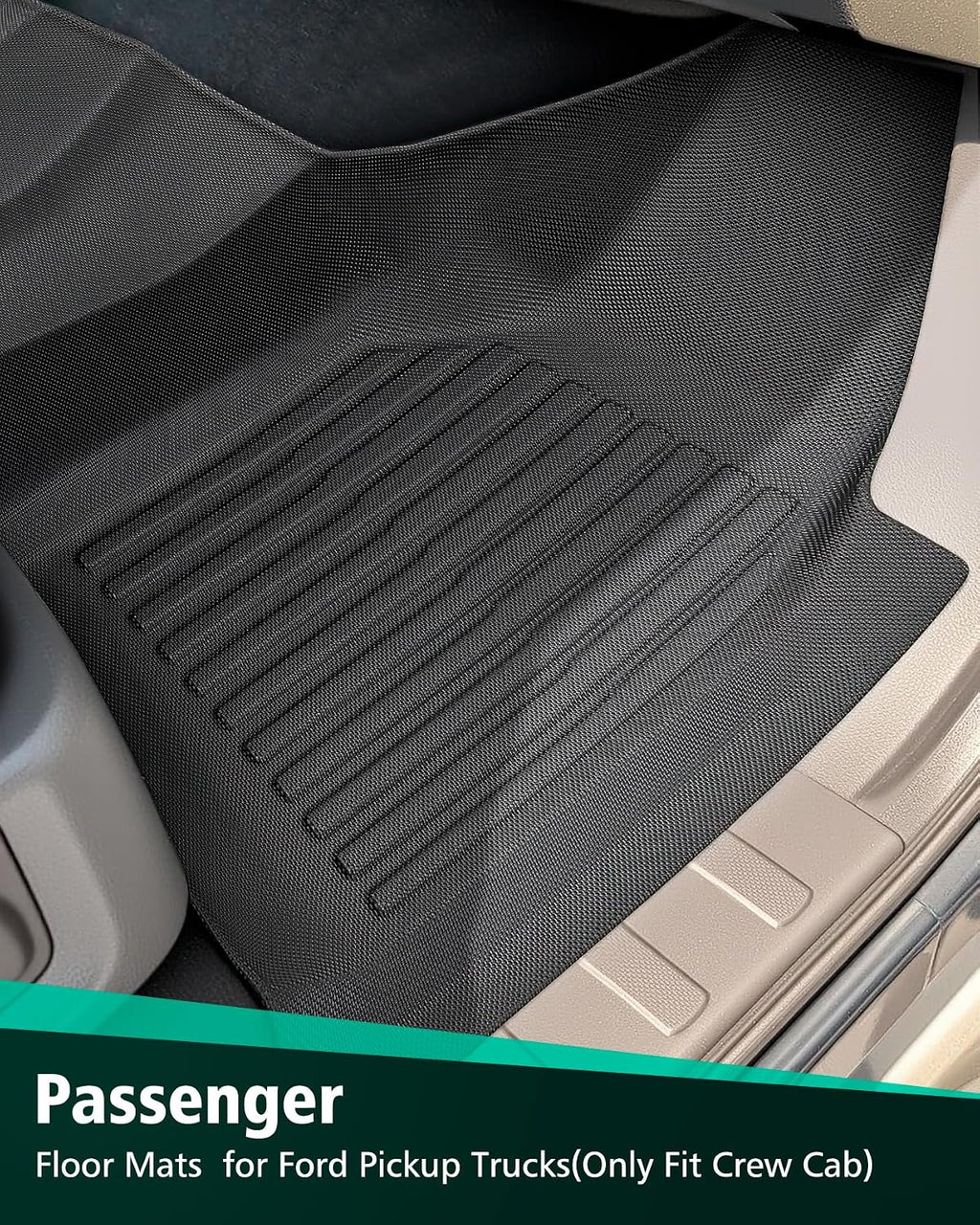 Floor Mats for Ford F250/F350/F450/F550: Crew Cab 2008 2009 2010 Bench Seat (NOT fit Trucks with Front Center Console) All Weather TPE Car Accessories Automotive for Ford Pickup Truck, 3PCS Liners