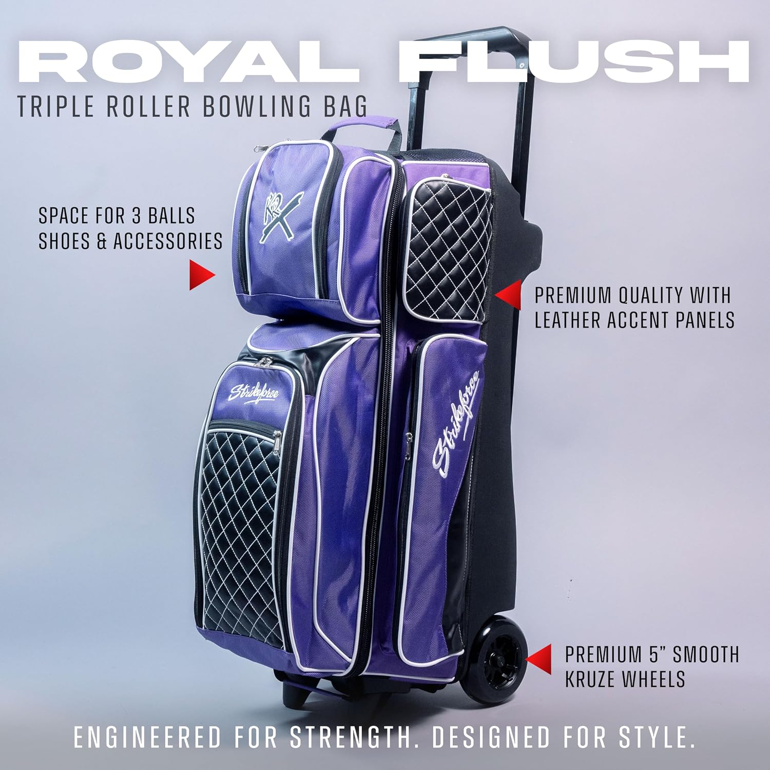 KR Strikeforce Royal Flush Triple Roller Bowling Bag