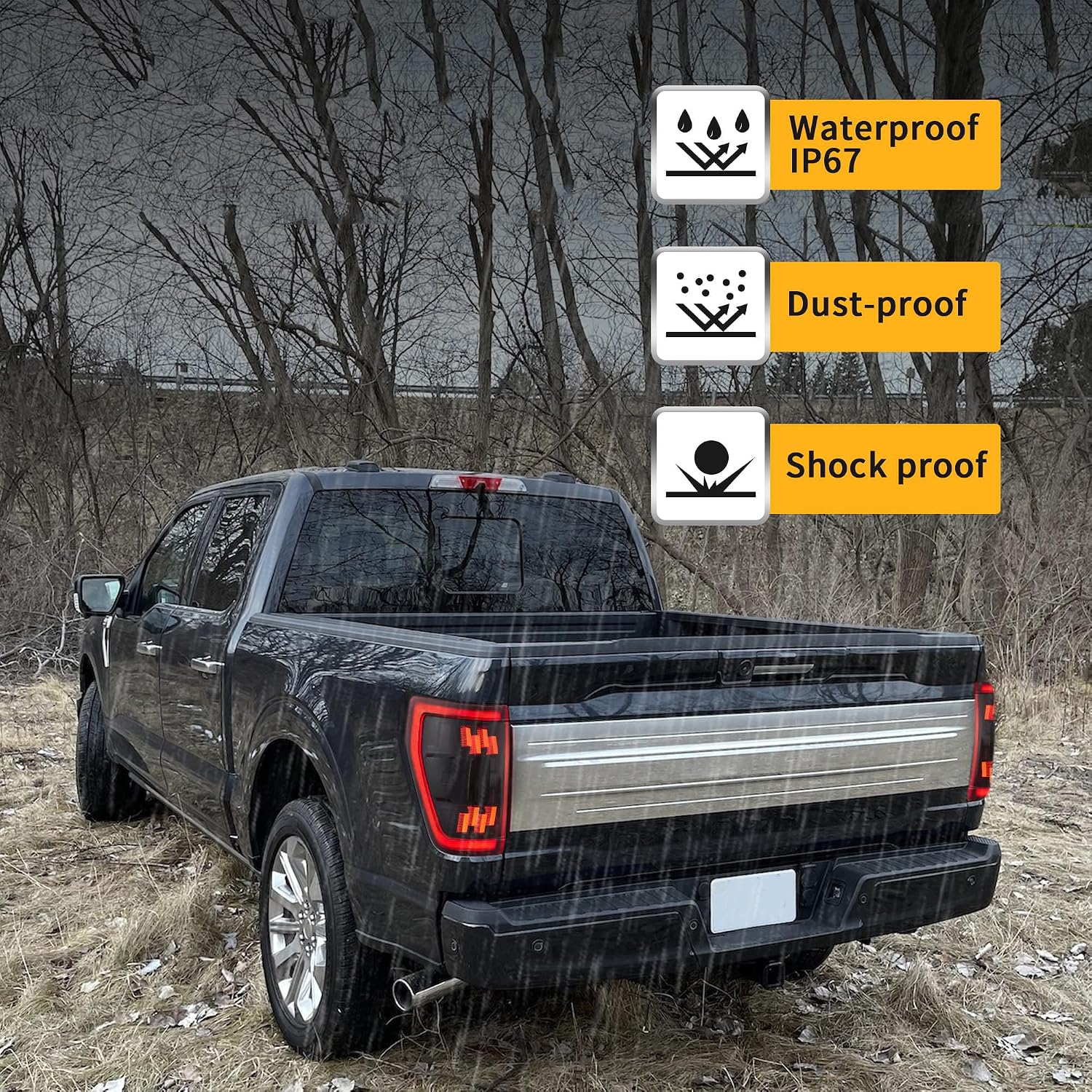 VLAND Led Tail Lights Compatible with 14th Gen Ford F150 2021-2023, Rear Lights w/Dynamic Animation Indicator, Fit Models w/BLIS(Re-Use OE Module) Red Lens