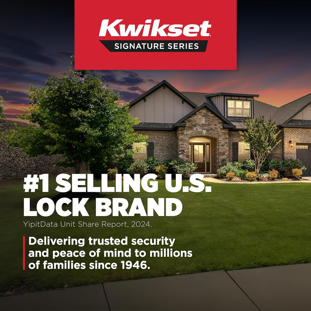 Kwikset Prague Non-Functioning Front Door Lock Handle and Inactive Deadbolt Set with Interior Door Handle, Dummy Handleset Exterior with Interior Knob, Matte Black with Microban Protection
