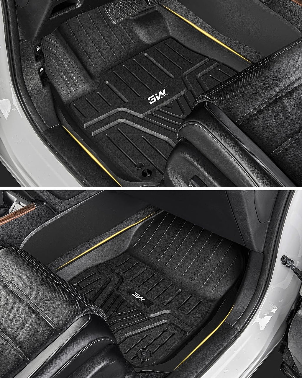 3W Floor Mats and Cargo Liner Fit for Honda Pilot 2023 2024 2025 2026, Custom Fit All Weather Honda Pilot Accessories Odorless Anti-Slip TPE Full Set Mats Black