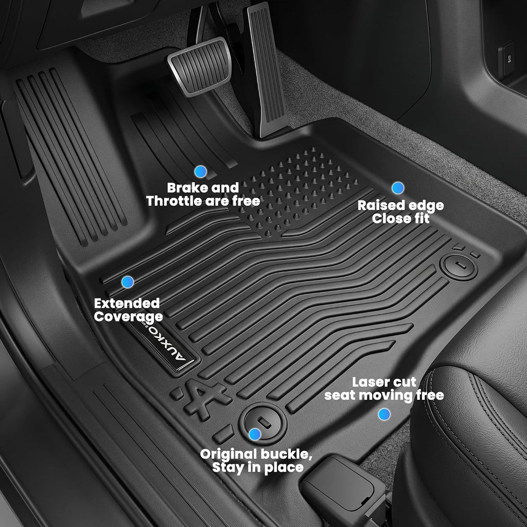 Auxko All Weather Floor Mats Cargo Mat with Backrest Mat for Kia Telluride 7&8 Seats 2020-2025 TPE Liners Accessories Guard Odorless Anti-Slip Floor Liners & Trunk Liner with Back Seat Protectors