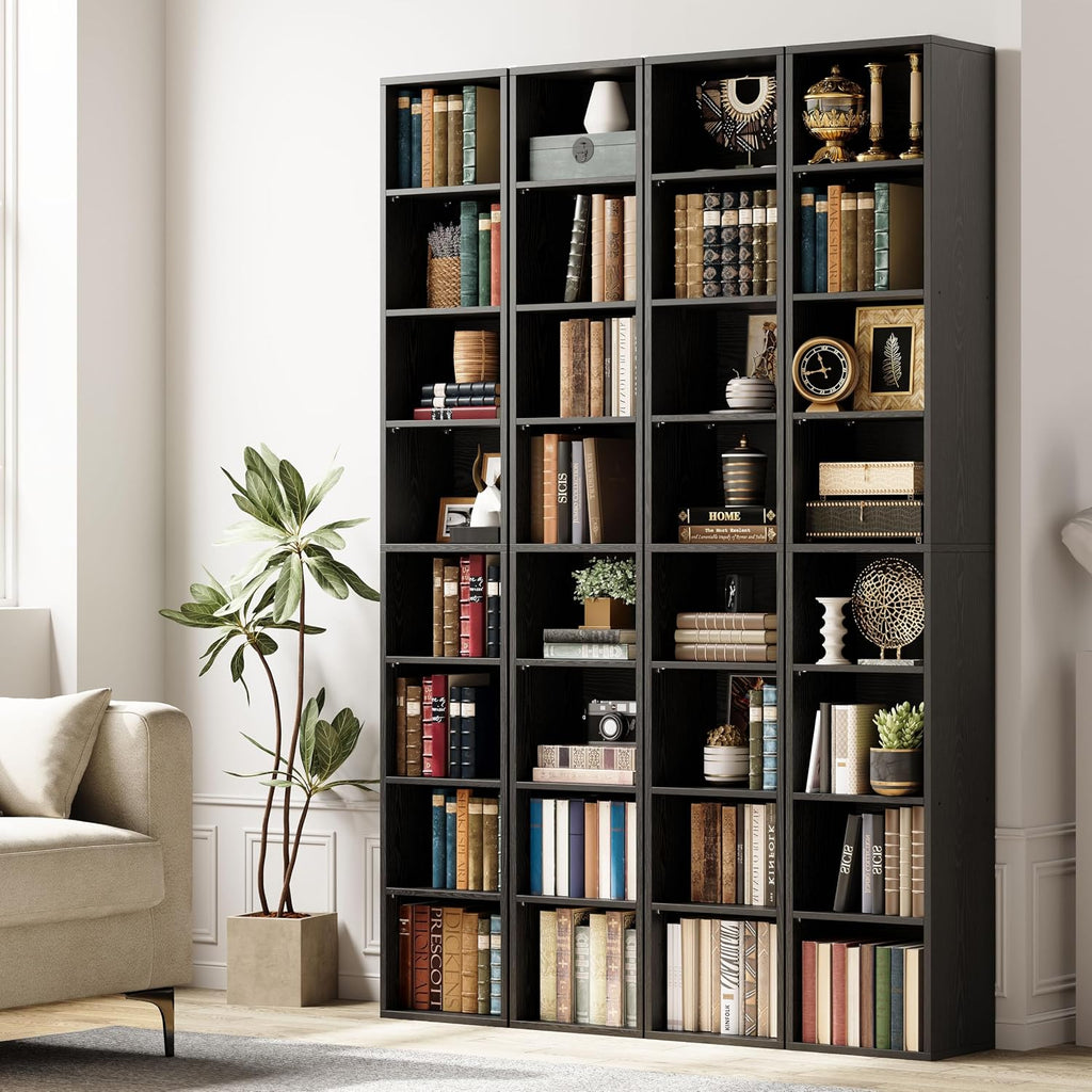 IRONCK Tall Narrow Bookshelf 8 Tiers 71in Set of 2, Compact Corner Bookcase, Easy to Match for Living Room, Office, Study, Bedroom