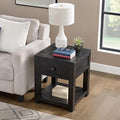 Durham Living Room Side Table - 20-Inch End Table with Storage Drawer and Shelf - Solid Wood Night Stand for Living Room or Bedroom - Mid Century Modern Furniture by Alaterre Furniture (Dark Brown)