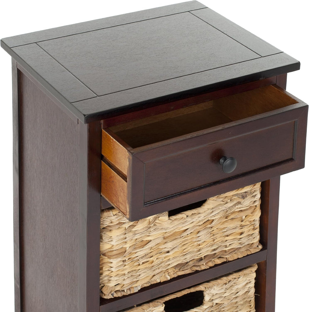 SAFAVIEH Furniture - Carrie 3-Shelf Side Table - Dark Cherry - Solid Wood - Farmhouse Tiered Design - Ideal for Living Room, Entryway, Home Office, 16'W x 13'D x 26'H - Fully Assembled (AMH5700D)