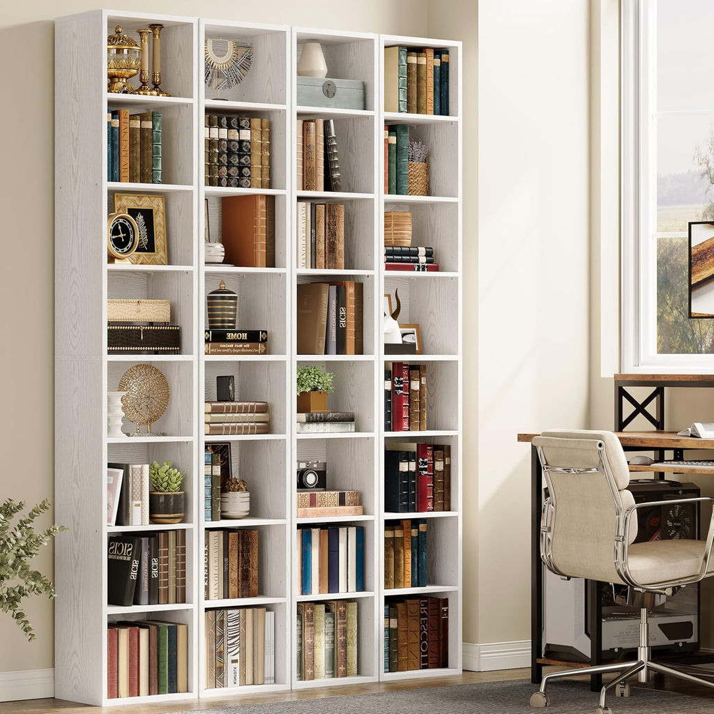 IRONCK Tall Narrow Bookshelf 8 Tiers 71in Set of 2, Compact Corner Bookcase, Easy to Match for Living Room, Office, Study, Bedroom