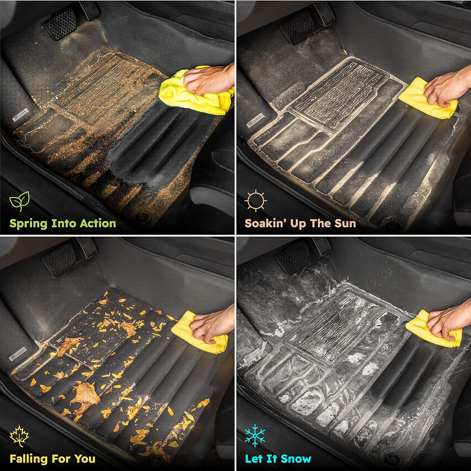 TuxMat - for Toyota 4Runner 5-Seater 2013-2024 Models - Custom Car Mats - Maximum Coverage, All Weather, Laser Measured - This Full Set Includes 1st and 2nd Rows