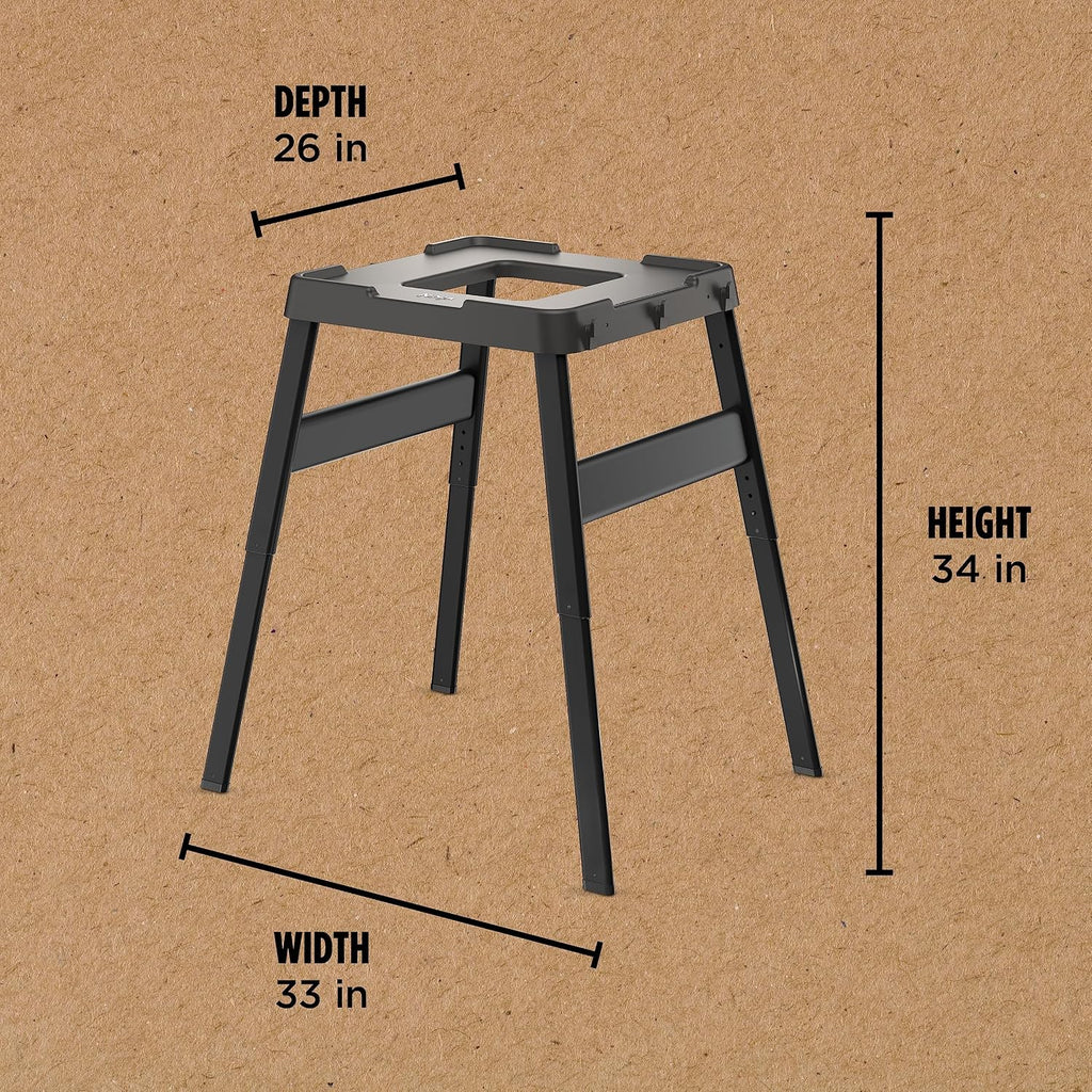 Ninja XSKUNSTAND Outdoor Stand, Woodfire Products, Adjustable Height, Utensil-Holder, Side Table-Compatible, Weather-Resistant, Black, 26' x 34' x 34
